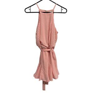 She + Sky Mini Dress Size Small Halter Tie Waist Gingham Sleeveless Feminine NEW
